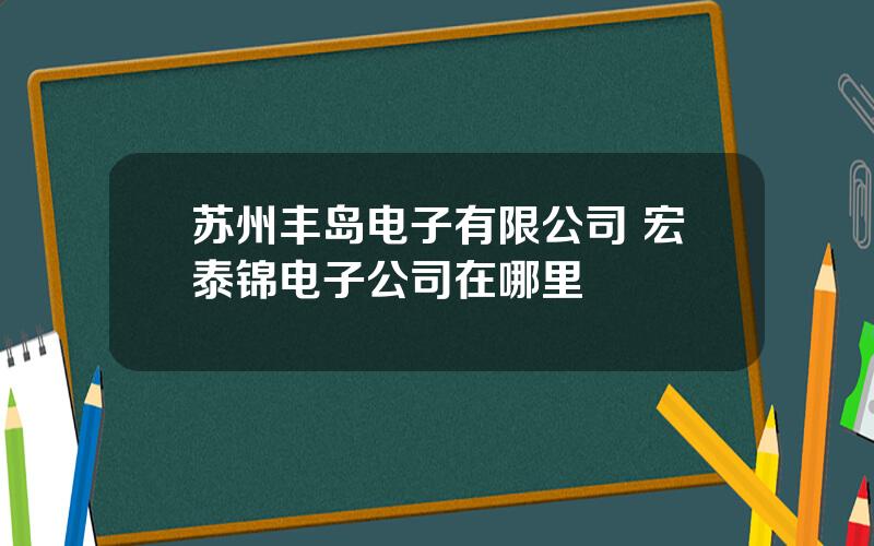 苏州丰岛电子有限公司 宏泰锦电子公司在哪里